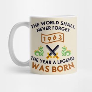 1963 The Year A Legend Was Born Dragons and Swords Design Mug